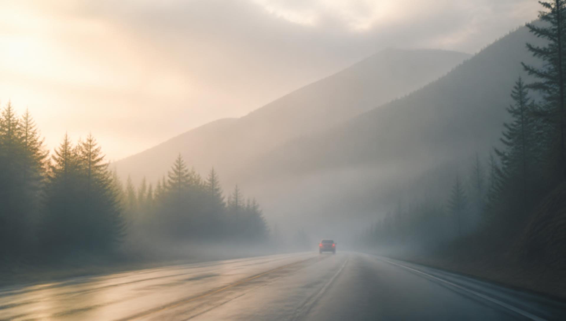 Early-morning road with soft sunrise light